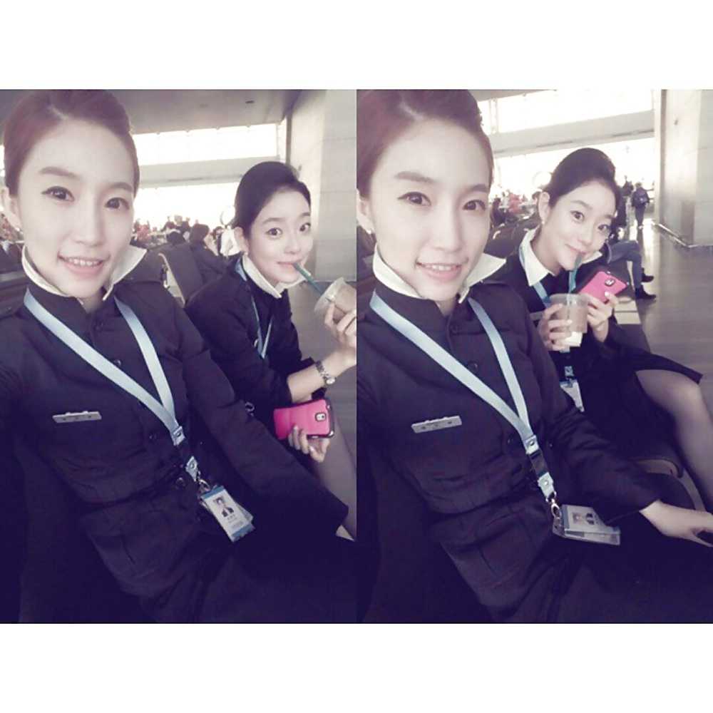 Korean air hostess takes self pics